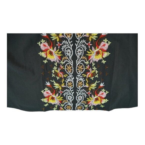 MISSLOOK Women's Black Embroidered Front Blouse Lace Sleeves Size Large - Picture 4 of 6